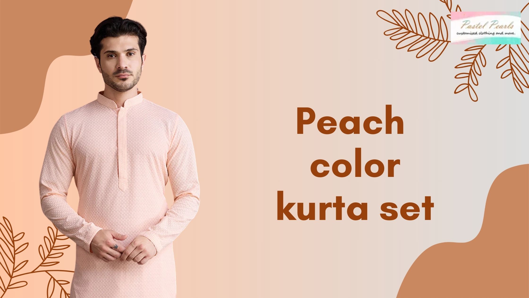 peach color kurta set