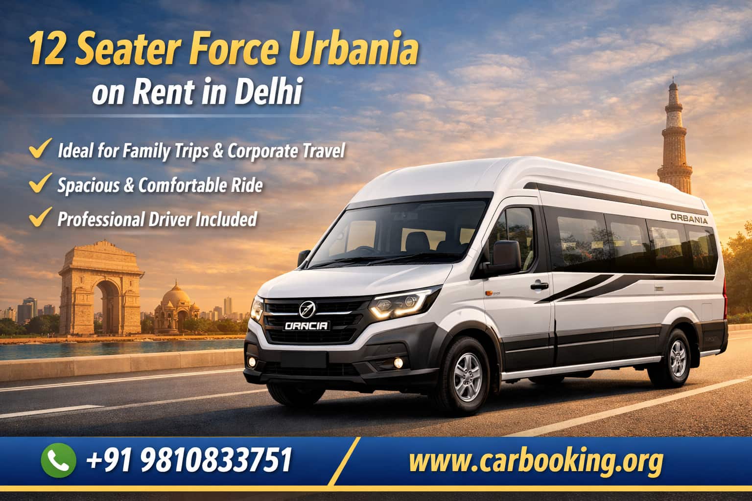Rent a 12 Seater Force Urbania for Premium Group Travel Experience