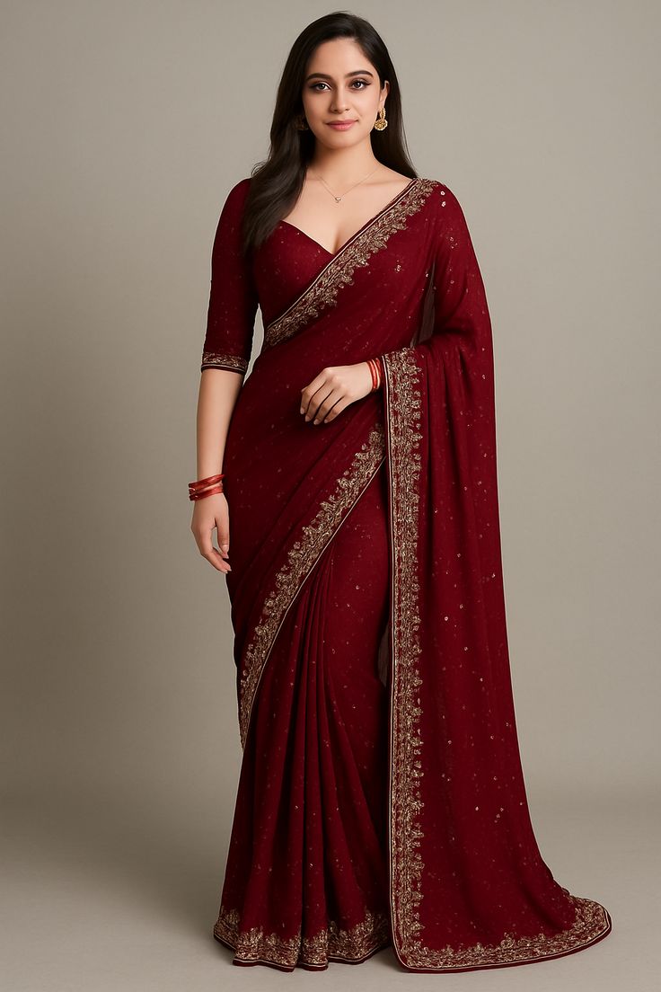 Celebrate Bold Elegance with Red Saree Design from Gulbhahar