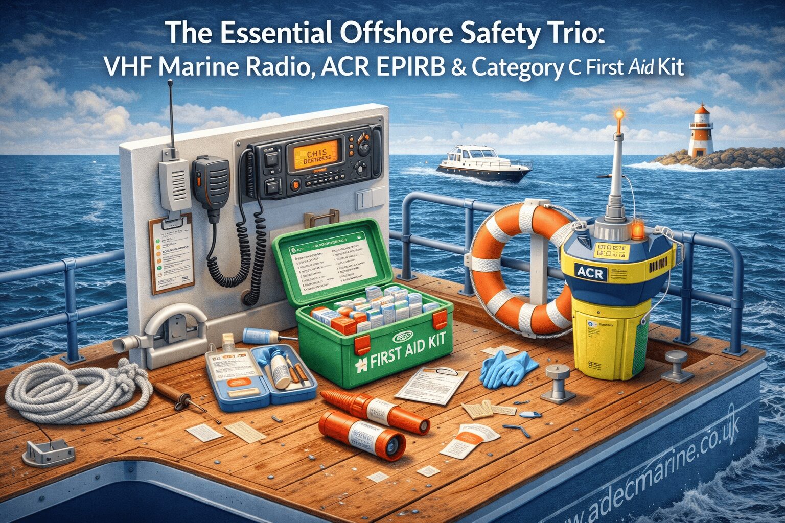 The Essential Offshore Safety Trio: VHF Marine Radio, ACR EPIRB & Category C First Aid Kit