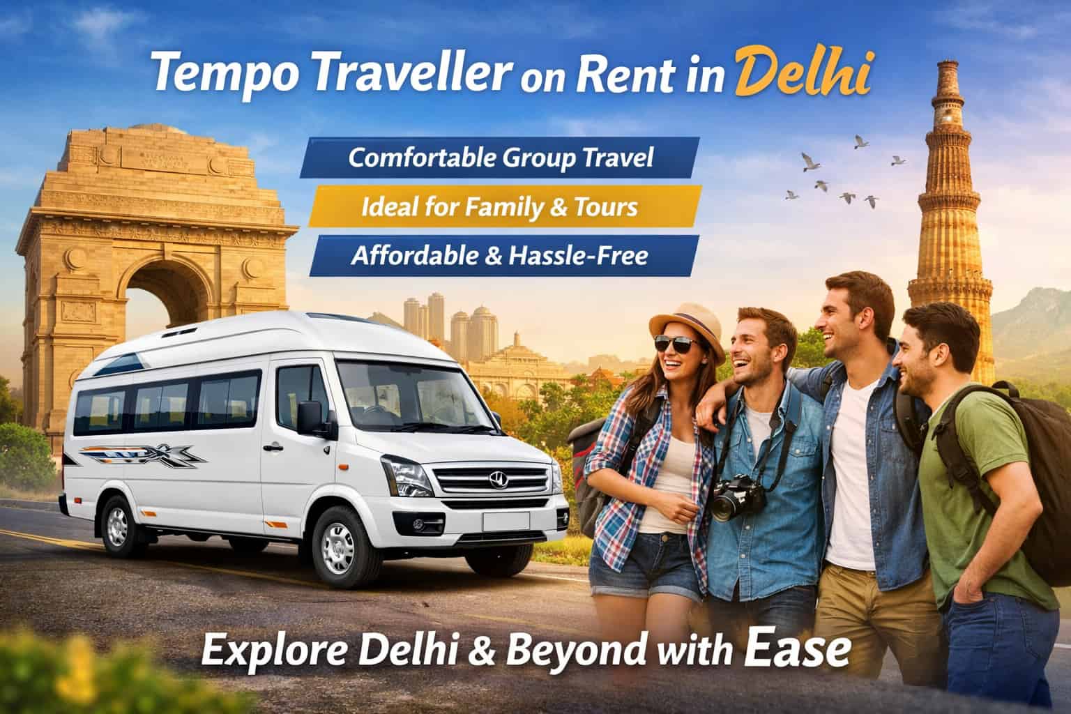 Discover Comfortable Group Travel with Tempo Traveller on Rent in Delhi