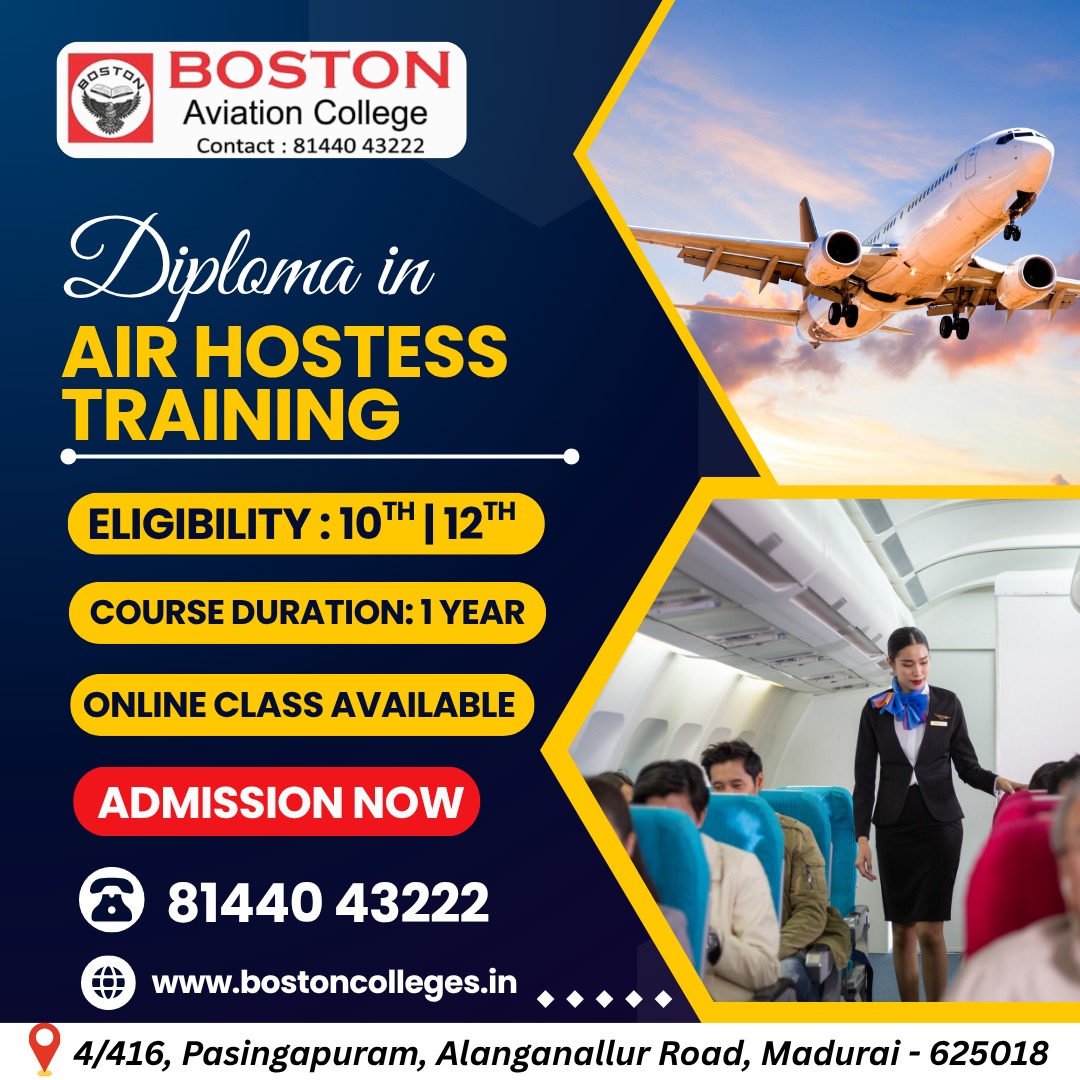 Premium Cabin Crew & Air Hostess Diploma Training in Madurai | Boston Aviation College