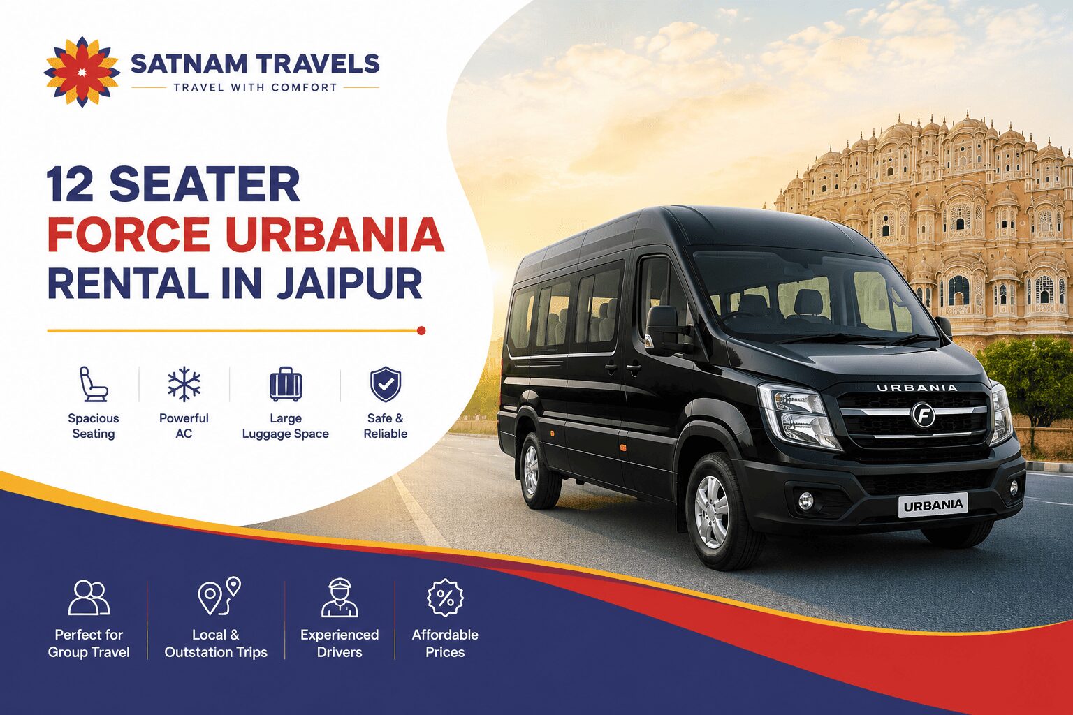 Why Choosing a 12 Seater Force Urbania Rental in Jaipur is Perfect for Group Travel