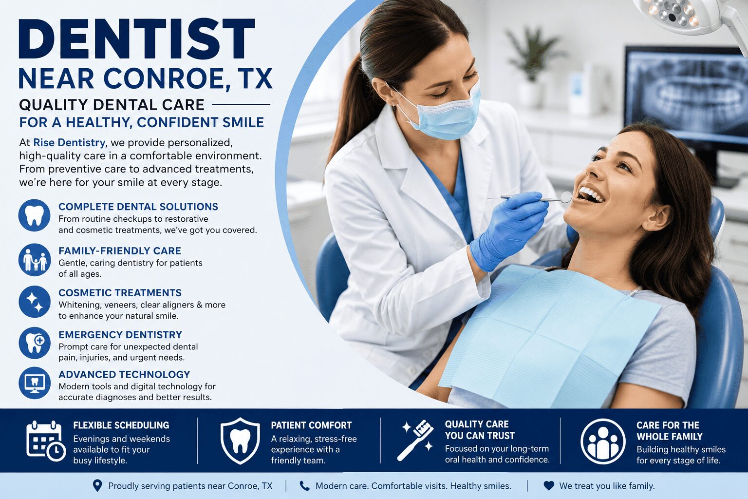 Dentist Near Conroe, TX – Comfortable and Quality Dental Care at Rise Dentistry