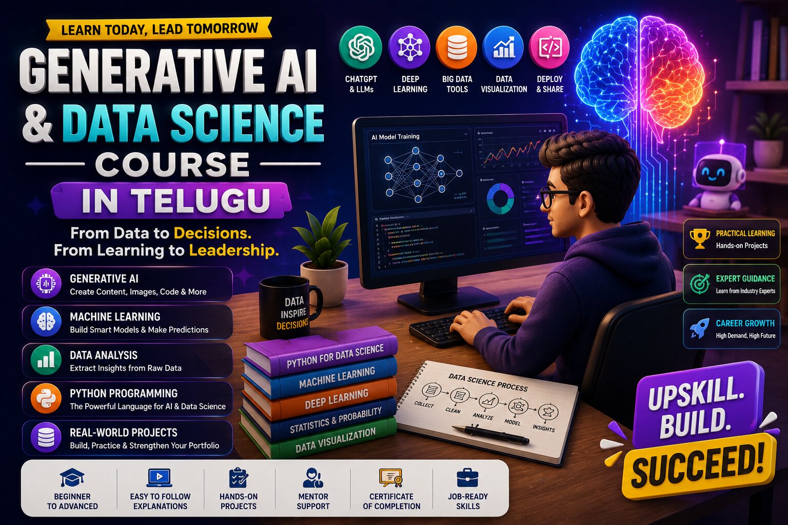 Build Real-World AI Projects with Practical Learning — Generative AI & Data Science Course in Telugu