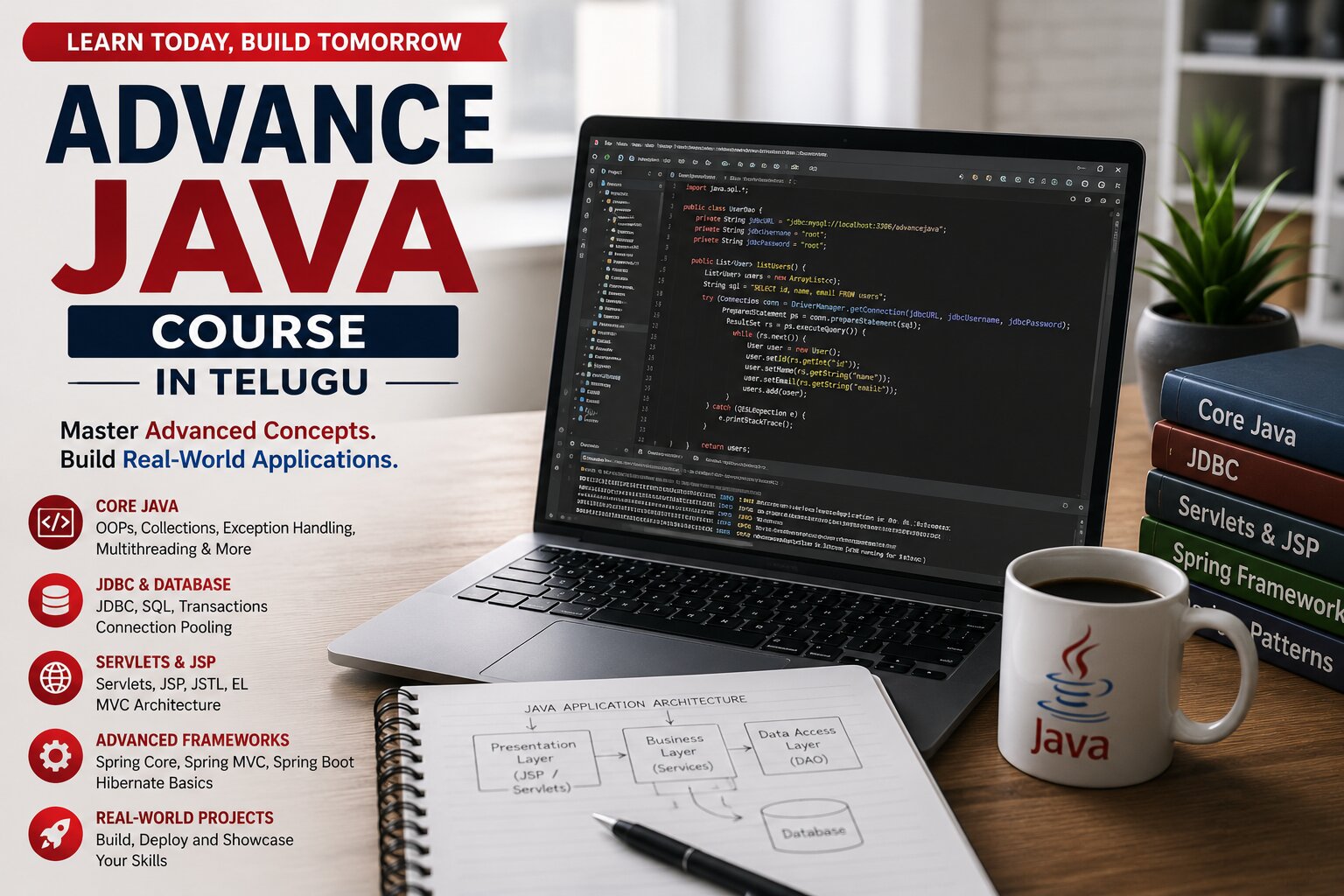 Build Dynamic Web Applications with Advanced Java Skills : Advance Java Course in Telugu