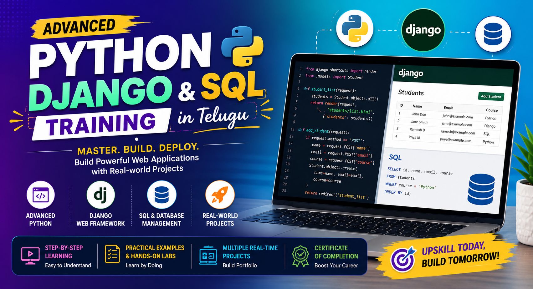 Python Django SQL Course in Telugu for Working Professionals