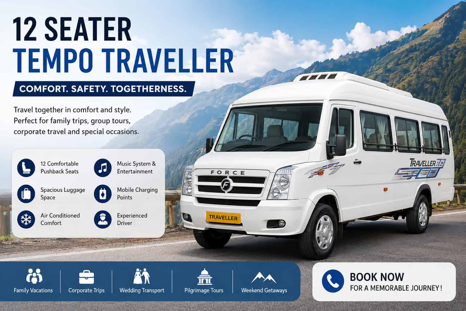 12 Seater Tempo Traveller: The Best Choice for Comfortable Group Travel