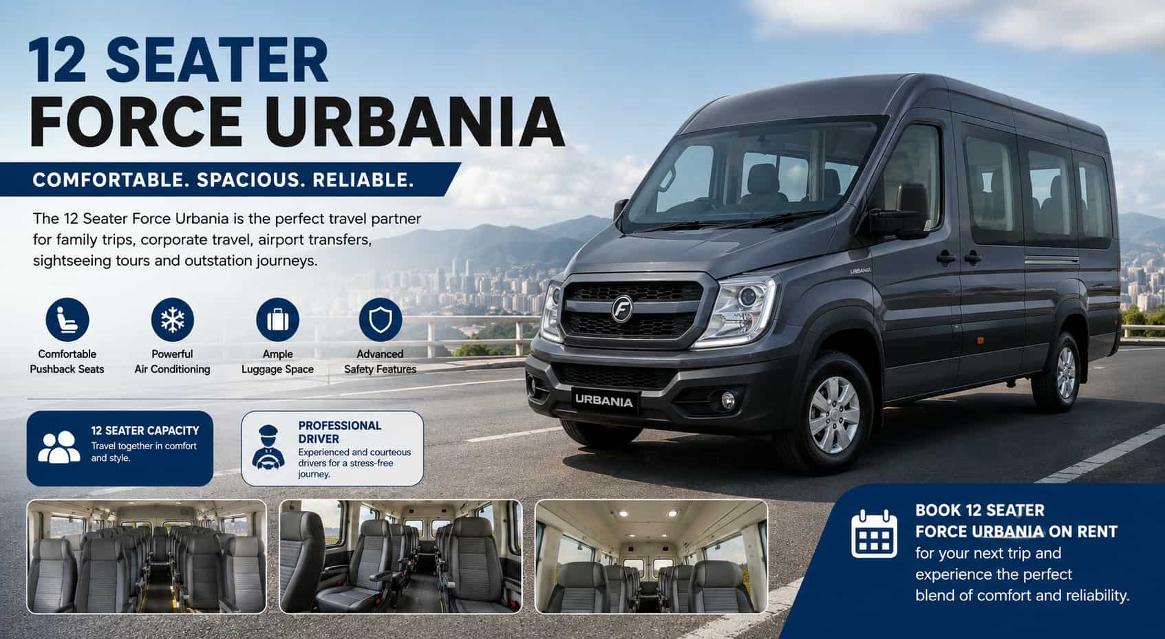 Force Urbania 12 Seater on Rent for Premium Travel Option