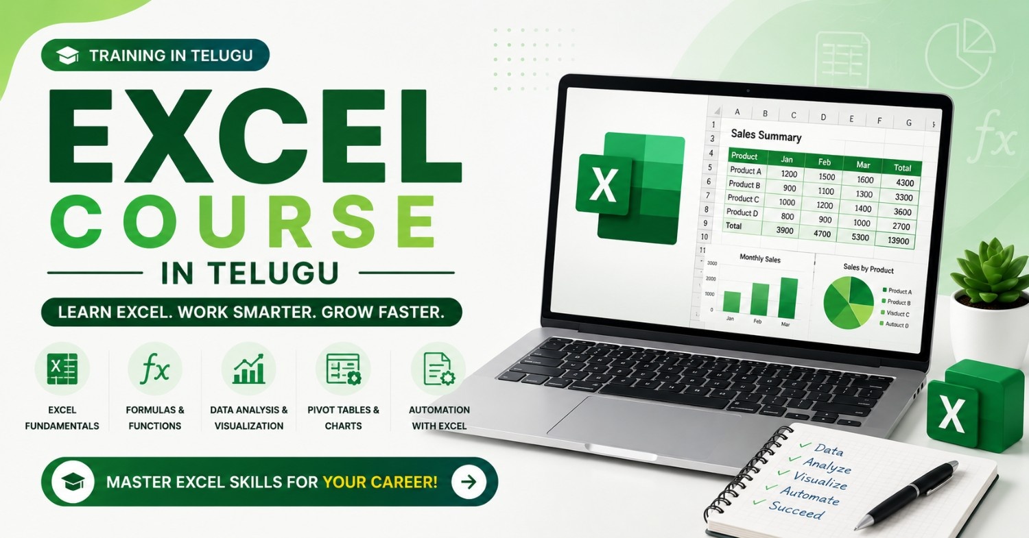 Excel Course in Telugu with Real Time Projects