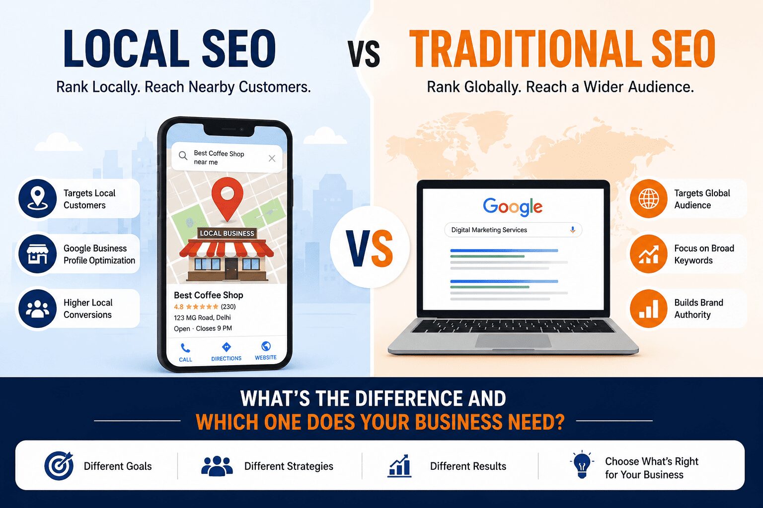 Local SEO vs Traditional SEO: What’s the Difference and Which One Does Your Business Need?