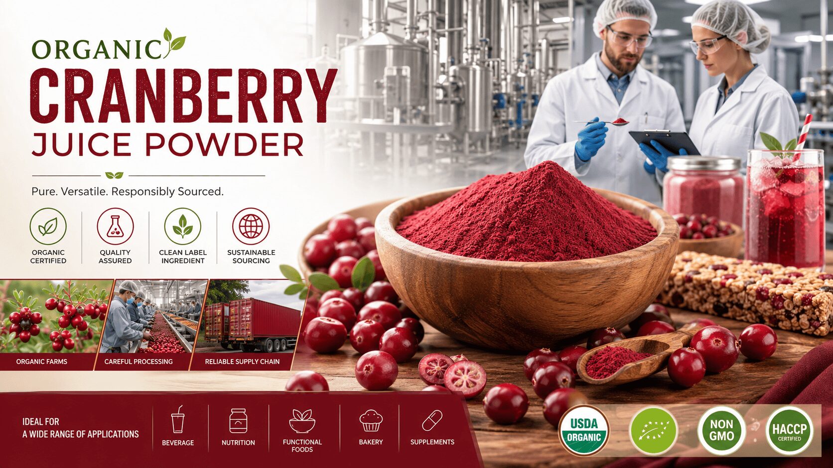 Organic Cranberry Juice Powder: A Versatile Ingredient for Modern Food, Beverage, and Nutraceutical Formulations