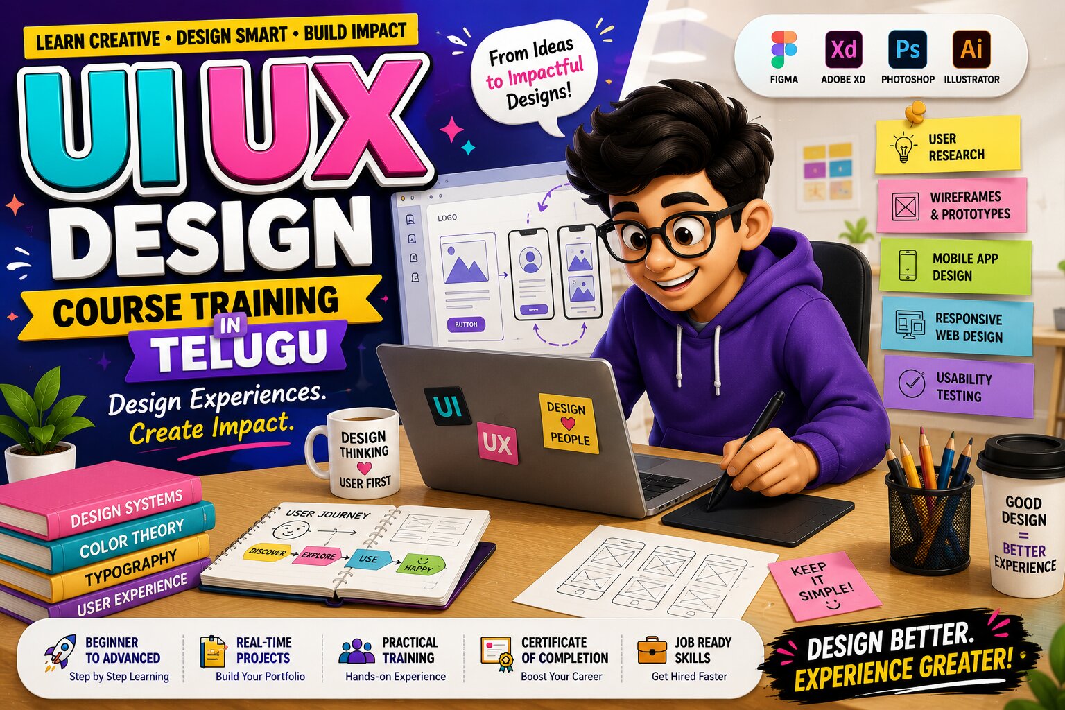 Job-Oriented UI UX Design Training Program : UI UX Design Course Training in Telugu