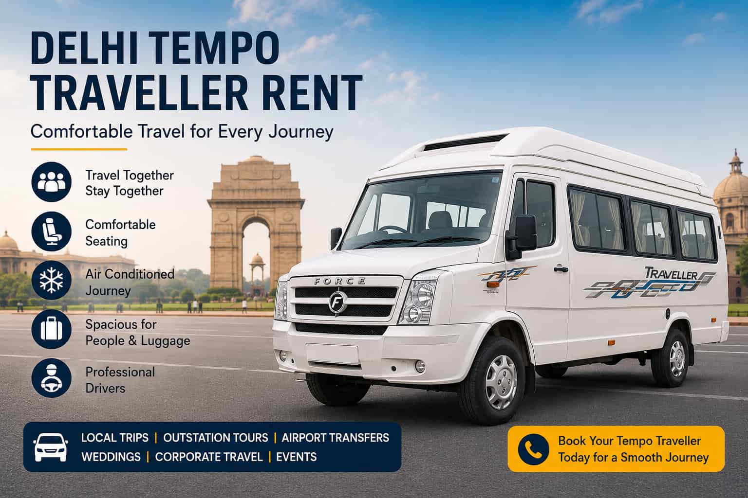 Delhi Tempo Traveller Rent at Affordable Price with Driver