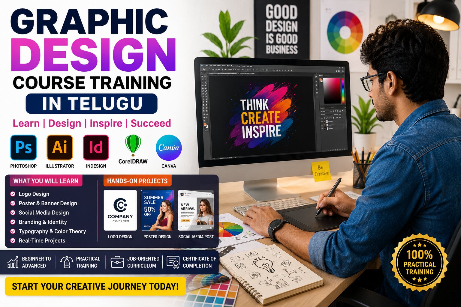 Job-Oriented Graphic Design Training Program : Graphic Design Course Training in Telugu